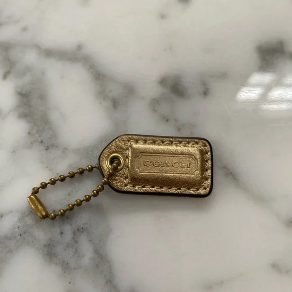 Coach Metallic Gold Leather Hang Tag - Picture 1 of 3